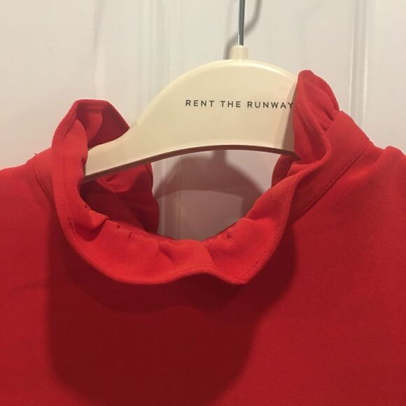 Sail to Sable small red loose fit ruffle dress long sleeve - Picture 6 of 7